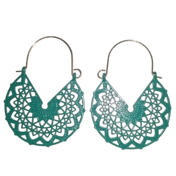 Boho Mandala Earrings (green) - Picture 1 of 4